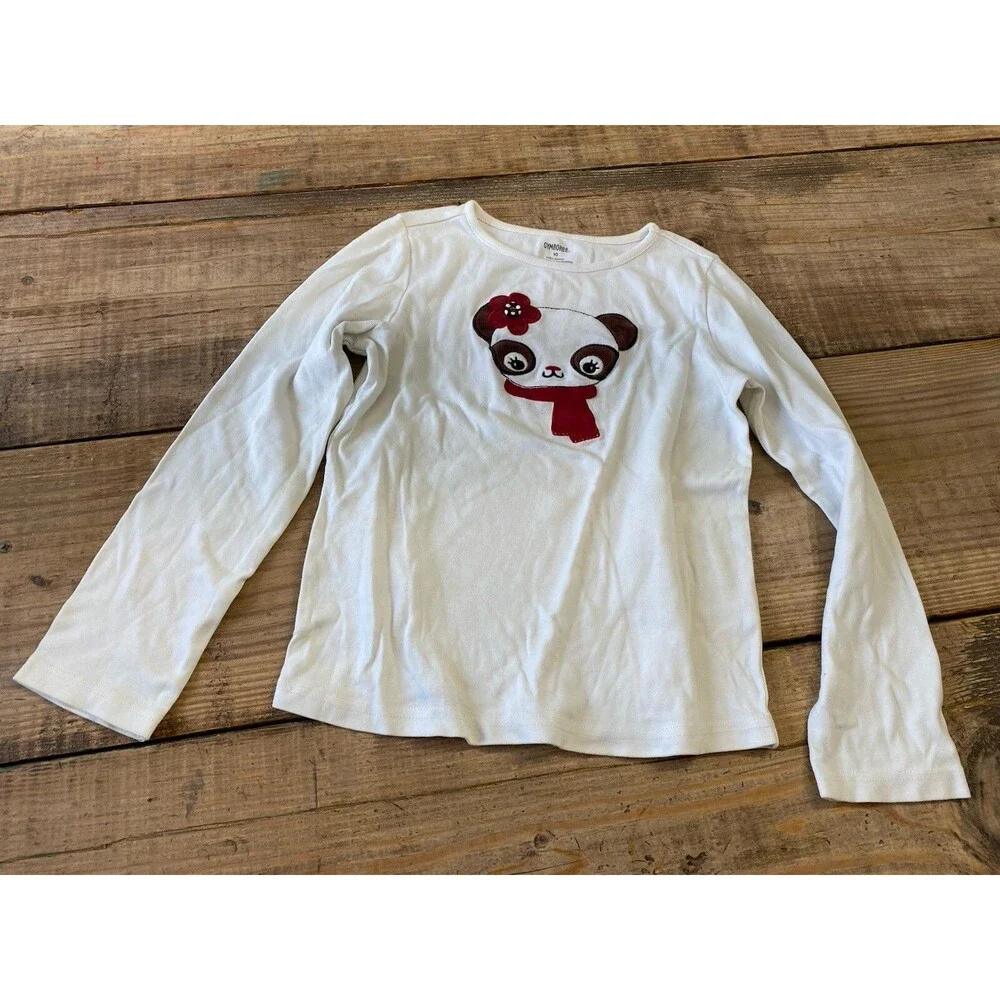 Gymboree Girl 10 Long Sleeve T-shirt Panda White